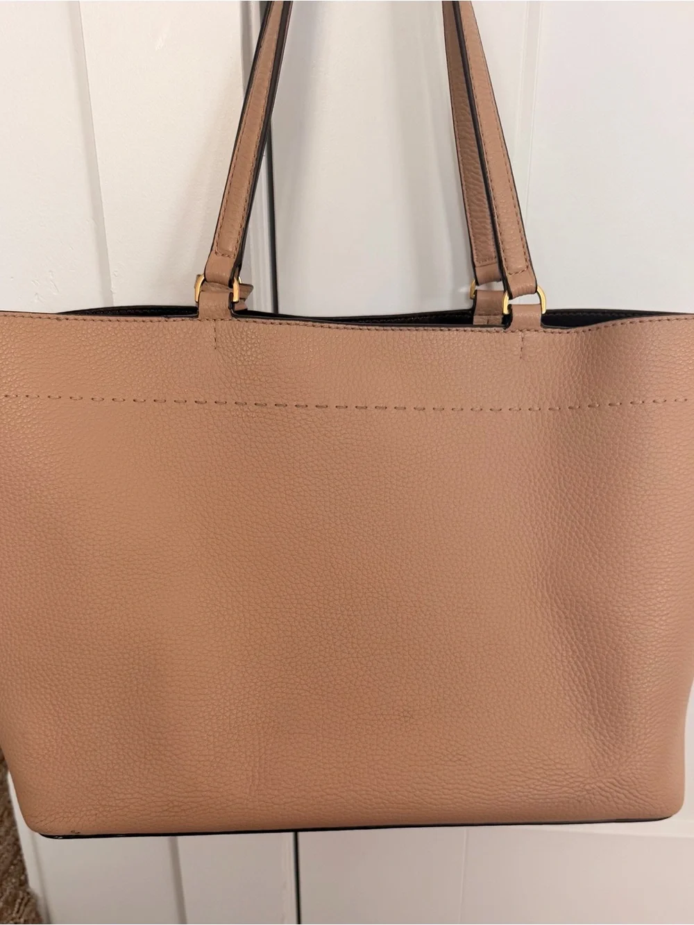 TORY BURCH MCGRAW BLUSH PEBBLED LEATHER TASSEL TOTE